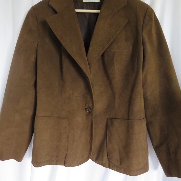 Vintage Ladies Toffee Brown Faux Suede Jacket XS - Picture 6 of 8